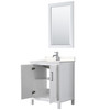 Daria 30 Inch Single Bathroom Vanity In White, Carrara Cultured Marble Countertop, Undermount Square Sink, 24 Inch Mirror