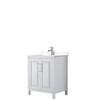 Daria 30 Inch Single Bathroom Vanity In White, Carrara Cultured Marble Countertop, Undermount Square Sink, No Mirror