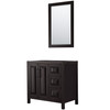 Daria 36 Inch Single Bathroom Vanity In Dark Espresso, No Countertop, No Sink, Matte Black Trim, 24 Inch Mirror