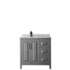 Daria 36 Inch Single Bathroom Vanity In Dark Gray, White Carrara Marble Countertop, Undermount Square Sink, Matte Black Trim