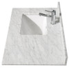 Daria 36 Inch Single Bathroom Vanity In Dark Gray, White Carrara Marble Countertop, Undermount Square Sink, And 24 Inch Mirror