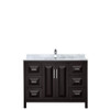 Daria 48 Inch Single Bathroom Vanity In Dark Espresso, White Carrara Marble Countertop, Undermount Square Sink, And No Mirror