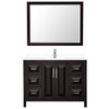 Daria 48 Inch Single Bathroom Vanity In Dark Espresso, White Cultured Marble Countertop, Undermount Square Sink, 46 Inch Mirror