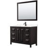 Daria 48 Inch Single Bathroom Vanity In Dark Espresso, Carrara Cultured Marble Countertop, Undermount Square Sink, Matte Black Trim, 46 Inch Mirror