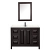 Daria 48 Inch Single Bathroom Vanity In Dark Espresso, Carrara Cultured Marble Countertop, Undermount Square Sink, Matte Black Trim, Medicine Cabinet