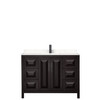 Daria 48 Inch Single Bathroom Vanity In Dark Espresso, Carrara Cultured Marble Countertop, Undermount Square Sink, Matte Black Trim