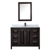 Daria 48 Inch Single Bathroom Vanity In Dark Espresso, White Carrara Marble Countertop, Undermount Square Sink, Matte Black Trim, Medicine Cabinet