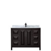 Daria 48 Inch Single Bathroom Vanity In Dark Espresso, White Carrara Marble Countertop, Undermount Square Sink, Matte Black Trim