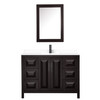 Daria 48 Inch Single Bathroom Vanity In Dark Espresso, White Cultured Marble Countertop, Undermount Square Sink, Matte Black Trim, Medicine Cabinet