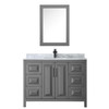 Daria 48 Inch Single Bathroom Vanity In Dark Gray, White Carrara Marble Countertop, Undermount Square Sink, Matte Black Trim, Medicine Cabinet