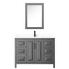 Daria 48 Inch Single Bathroom Vanity In Dark Gray, White Cultured Marble Countertop, Undermount Square Sink, Matte Black Trim, Medicine Cabinet