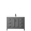 Daria 48 Inch Single Bathroom Vanity In Dark Gray, White Cultured Marble Countertop, Undermount Square Sink, Matte Black Trim