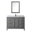 Daria 48 Inch Single Bathroom Vanity In Dark Gray, White Carrara Marble Countertop, Undermount Square Sink, And Medicine Cabinet