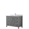 Daria 48 Inch Single Bathroom Vanity In Dark Gray, White Carrara Marble Countertop, Undermount Square Sink, And No Mirror