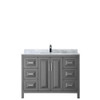 Daria 48 Inch Single Bathroom Vanity In Dark Gray, White Carrara Marble Countertop, Undermount Square Sink, And No Mirror