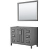 Daria 48 Inch Single Bathroom Vanity In Dark Gray, No Countertop, No Sink, And 46 Inch Mirror