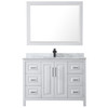 Daria 48 Inch Single Bathroom Vanity In White, White Carrara Marble Countertop, Undermount Square Sink, Matte Black Trim, 46 Inch Mirror