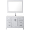 Daria 48 Inch Single Bathroom Vanity In White, White Cultured Marble Countertop, Undermount Square Sink, Matte Black Trim, 46 Inch Mirror