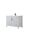 Daria 48 Inch Single Bathroom Vanity In White, White Cultured Marble Countertop, Undermount Square Sink, Matte Black Trim