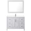 Daria 48 Inch Single Bathroom Vanity In White, Carrara Cultured Marble Countertop, Undermount Square Sink, 46 Inch Mirror