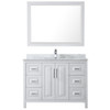 Daria 48 Inch Single Bathroom Vanity In White, White Carrara Marble Countertop, Undermount Square Sink, And 46 Inch Mirror