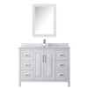 Daria 48 Inch Single Bathroom Vanity In White, White Carrara Marble Countertop, Undermount Square Sink, And Medicine Cabinet