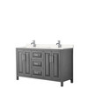 Daria 60 Inch Double Bathroom Vanity In Dark Gray, Carrara Cultured Marble Countertop, Undermount Square Sinks, No Mirror