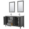 Daria 60 Inch Double Bathroom Vanity In Dark Gray, White Cultured Marble Countertop, Undermount Square Sinks, 24 Inch Mirrors