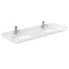Daria 60 Inch Double Bathroom Vanity In White, Carrara Cultured Marble Countertop, Undermount Square Sinks, 24 Inch Mirrors, Brushed Gold Trim