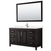 Daria 60 Inch Single Bathroom Vanity In Dark Espresso, Carrara Cultured Marble Countertop, Undermount Square Sink, 58 Inch Mirror