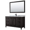 Daria 60 Inch Single Bathroom Vanity In Dark Espresso, White Carrara Marble Countertop, Undermount Square Sink, Matte Black Trim, 58 Inch Mirror