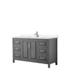 Daria 60 Inch Single Bathroom Vanity In Dark Gray, Carrara Cultured Marble Countertop, Undermount Square Sink, No Mirror