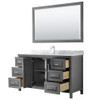 Daria 60 Inch Single Bathroom Vanity In Dark Gray, White Carrara Marble Countertop, Undermount Square Sink, And 58 Inch Mirror