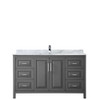 Daria 60 Inch Single Bathroom Vanity In Dark Gray, White Carrara Marble Countertop, Undermount Square Sink, And No Mirror