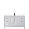 Daria 60 Inch Single Bathroom Vanity In White, Carrara Cultured Marble Countertop, Undermount Square Sink, Matte Black Trim