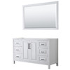 Daria 60 Inch Single Bathroom Vanity In White, No Countertop, No Sink, Matte Black Trim, 58 Inch Mirror