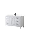 Daria 60 Inch Single Bathroom Vanity In White, White Cultured Marble Countertop, Undermount Square Sink, Matte Black Trim
