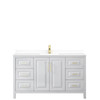 Daria 60 Inch Single Bathroom Vanity In White, White Cultured Marble Countertop, Undermount Square Sink, Brushed Gold Trim
