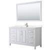 Daria 60 Inch Single Bathroom Vanity In White, Carrara Cultured Marble Countertop, Undermount Square Sink, 58 Inch Mirror