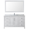 Daria 60 Inch Single Bathroom Vanity In White, White Carrara Marble Countertop, Undermount Square Sink, And 58 Inch Mirror