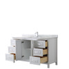 Daria 60 Inch Single Bathroom Vanity In White, White Carrara Marble Countertop, Undermount Square Sink, And No Mirror