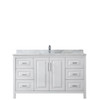 Daria 60 Inch Single Bathroom Vanity In White, White Carrara Marble Countertop, Undermount Square Sink, And No Mirror