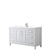 Daria 60 Inch Single Bathroom Vanity In White, White Cultured Marble Countertop, Undermount Square Sink, No Mirror