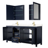 Daria 72 Inch Double Bathroom Vanity In Dark Blue, Carrara Cultured Marble Countertop, Undermount Square Sinks, Medicine Cabinets