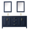 Daria 72 Inch Double Bathroom Vanity In Dark Blue, White Cultured Marble Countertop, Undermount Square Sinks, Medicine Cabinets