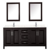 Daria 72 Inch Double Bathroom Vanity In Dark Espresso, Carrara Cultured Marble Countertop, Undermount Square Sinks, Medicine Cabinets