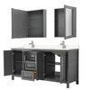 Daria 72 Inch Double Bathroom Vanity In Dark Gray, Carrara Cultured Marble Countertop, Undermount Square Sinks, Medicine Cabinets