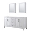 Daria 72 Inch Double Bathroom Vanity In White, No Countertop, No Sink, Matte Black Trim, Medicine Cabinets