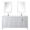 Daria 72 Inch Double Bathroom Vanity In White, Carrara Cultured Marble Countertop, Undermount Square Sinks, Medicine Cabinets