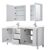 Daria 72 Inch Double Bathroom Vanity In White, White Cultured Marble Countertop, Undermount Square Sinks, Medicine Cabinets